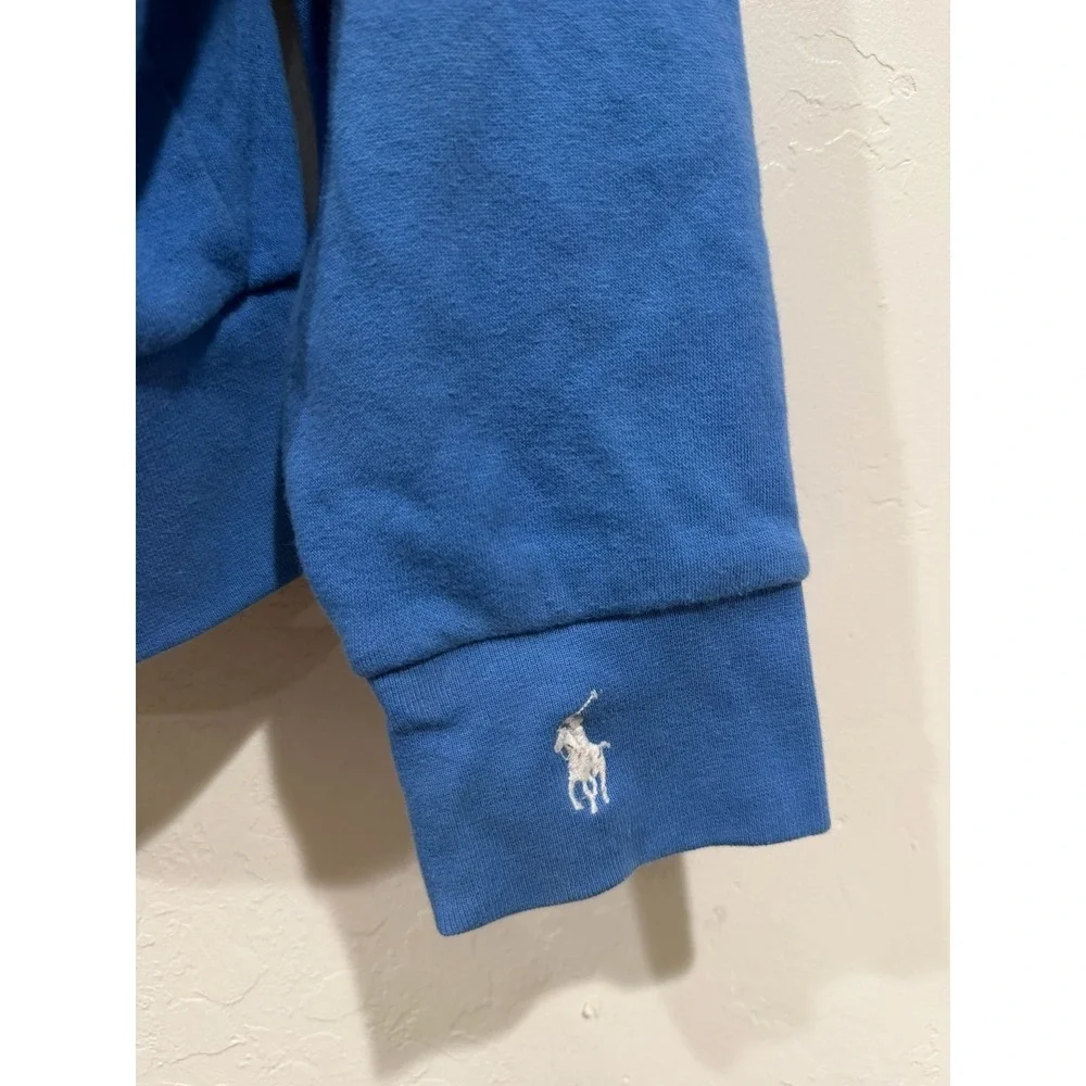 Polo Ralph Lauren Mens Blue Spellout Fleece Hoodie Sweatshirt Size Medium